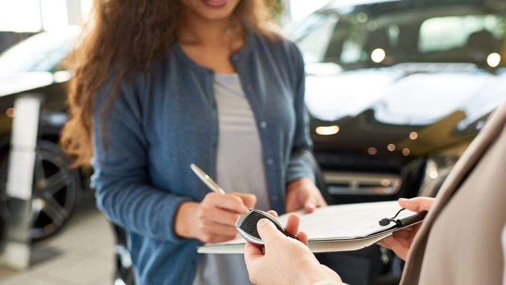 Woman Renting a Car, Key Swap