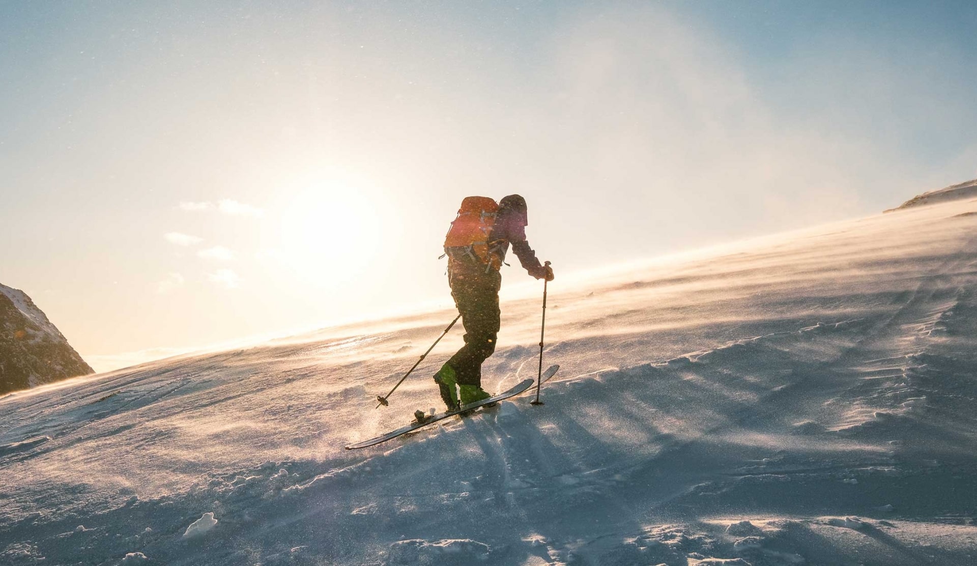 Person uphilling in the snow