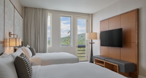 penthouse bedroom with double beds