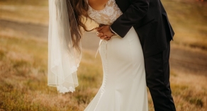 Happy bride and groom