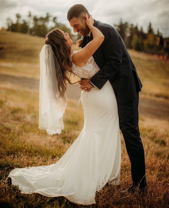 Happy bride and groom