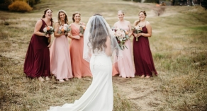 Bride with bridesmaids