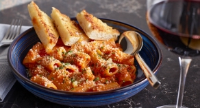 Bowl of Rigatoni and bread