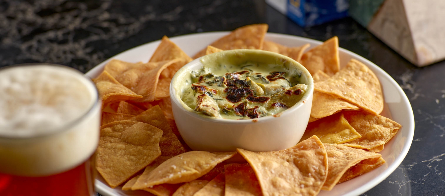 Nacho chips and dip