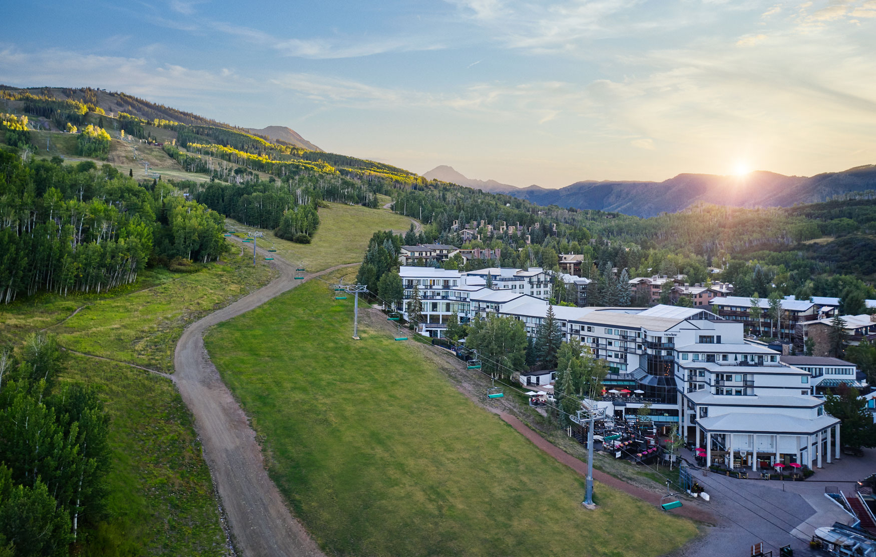 Viewline Resort Snowmass summer/fall aerial facing West